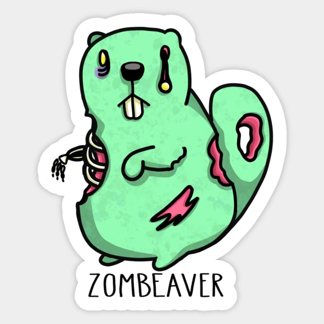 Zombeaver Sticker by thecurlyredhead